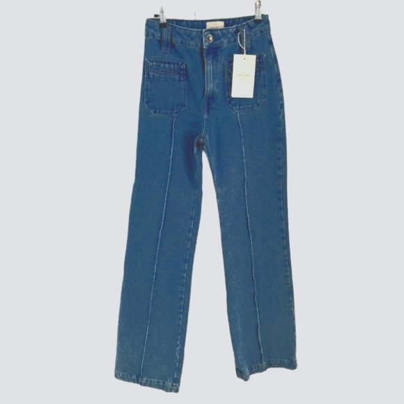 Sezane Augusto Trouser Jeans in Blue Denim Flare Size 36 US 4 - Picture 6 of 14